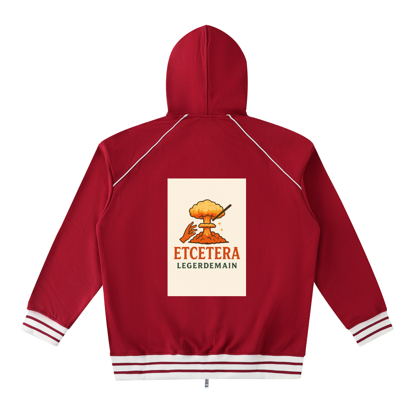 Striped Trim Zip-Up Hoodie